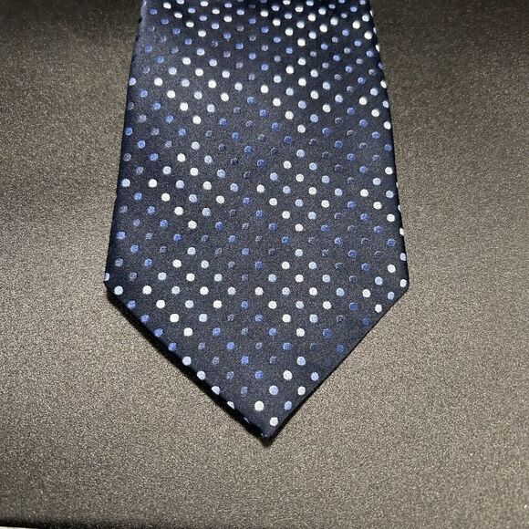 New Stafford Tie Men's 59" 4" Wide Blue Print 100% Silk Tags - Picture 3 of 5